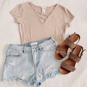 Nude Cross Detailed Top